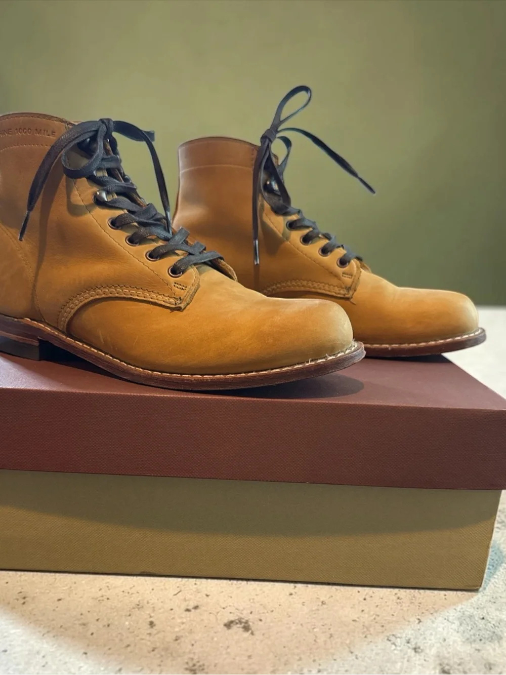 Men's Tan Leather Lace-Up Boots